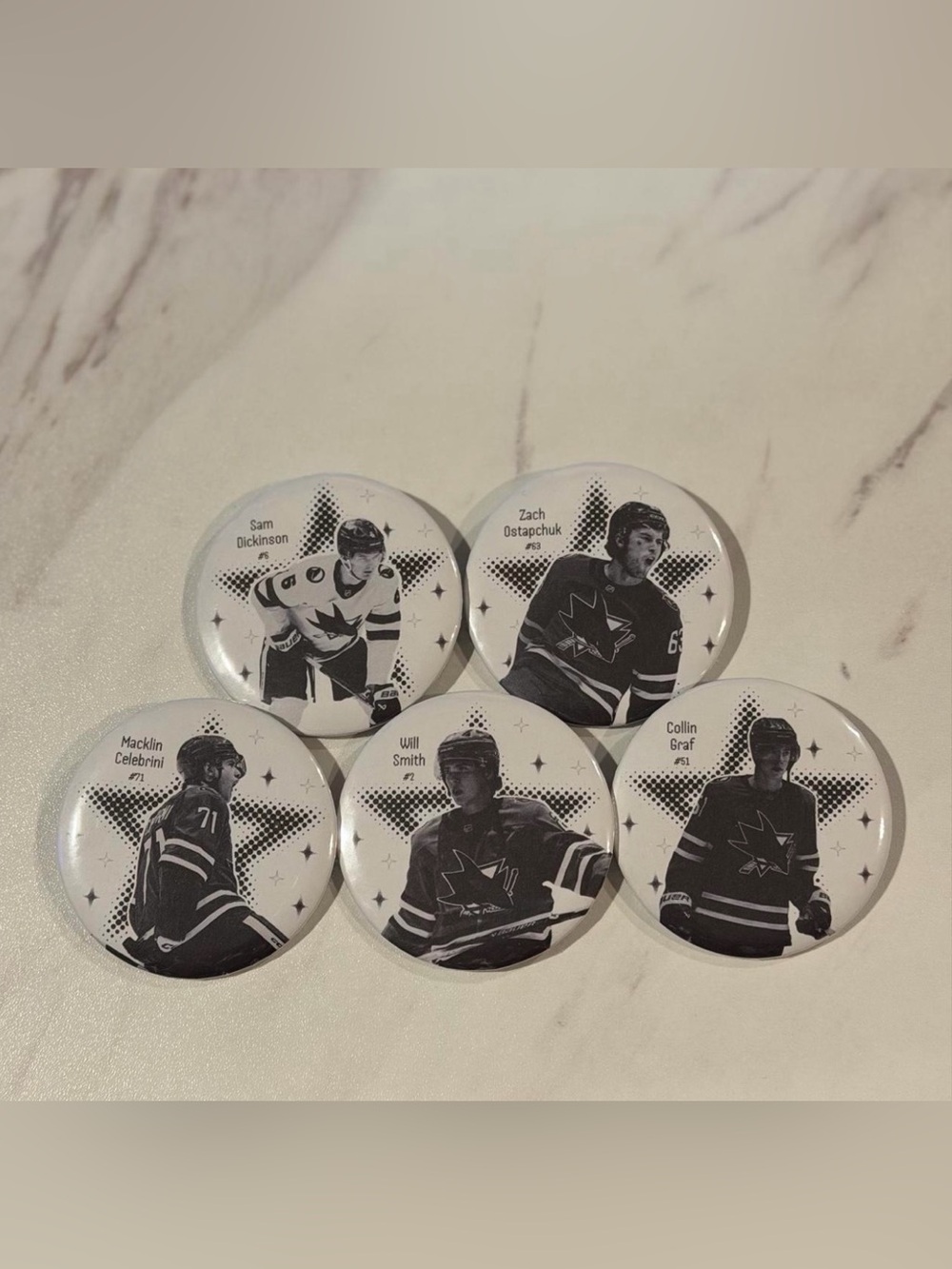 San Jose Sharks Hockey Player Button Set